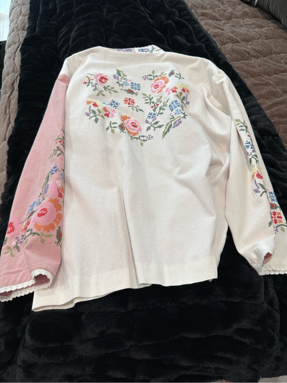 Zara Pink Floral Trim Open Cardigan - Picture 2 of 3